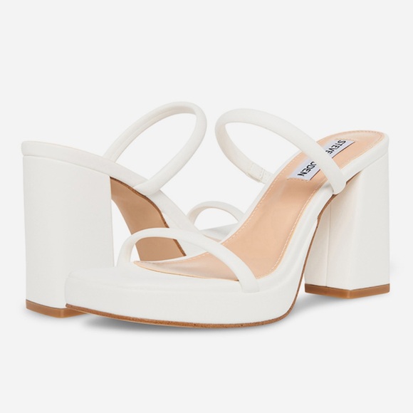 Steve Madden White Block Heel Sandals - Picture 1 of 10